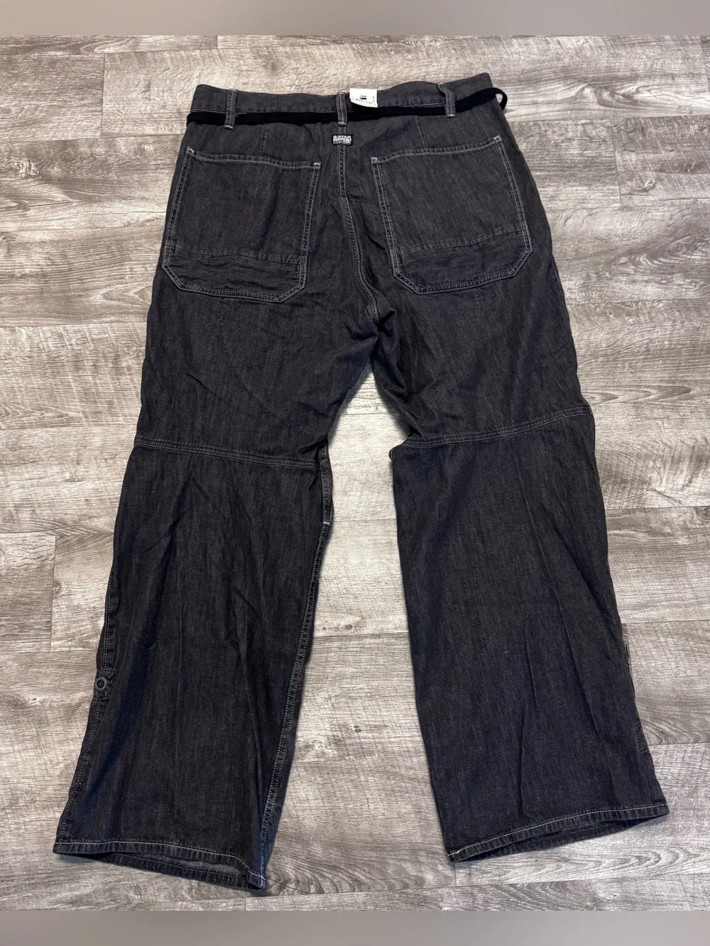 G Star Raw Palm Pleated Denim Pants Gray Wash NWT Button Fly Mens 35x30